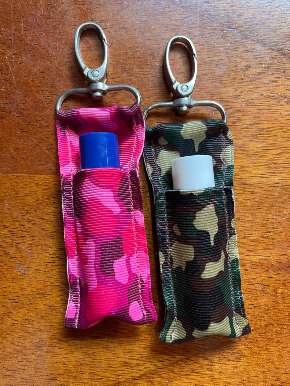LippyClips set of 2 camo keychains lip balm holder